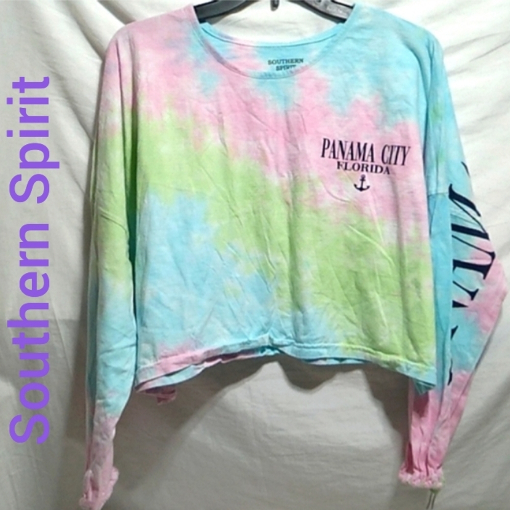(BX52) SALE! Southern Spirit Panama City Florida Crop Top Missing Strings